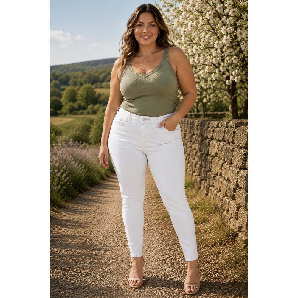 Abercrombie & Fitch Women's Curve Love High Rise Skinny Jeans White Size 16